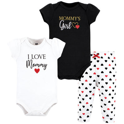 Hudson Baby Cotton Bodysuit and Pant Set, Girl Mommy Red Black
