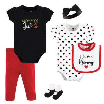 Hudson Baby Cotton Layette Set, Girl Mommy Red Black