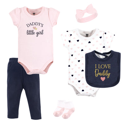 Hudson Baby Cotton Layette Set, Girl Daddy Pink Navy