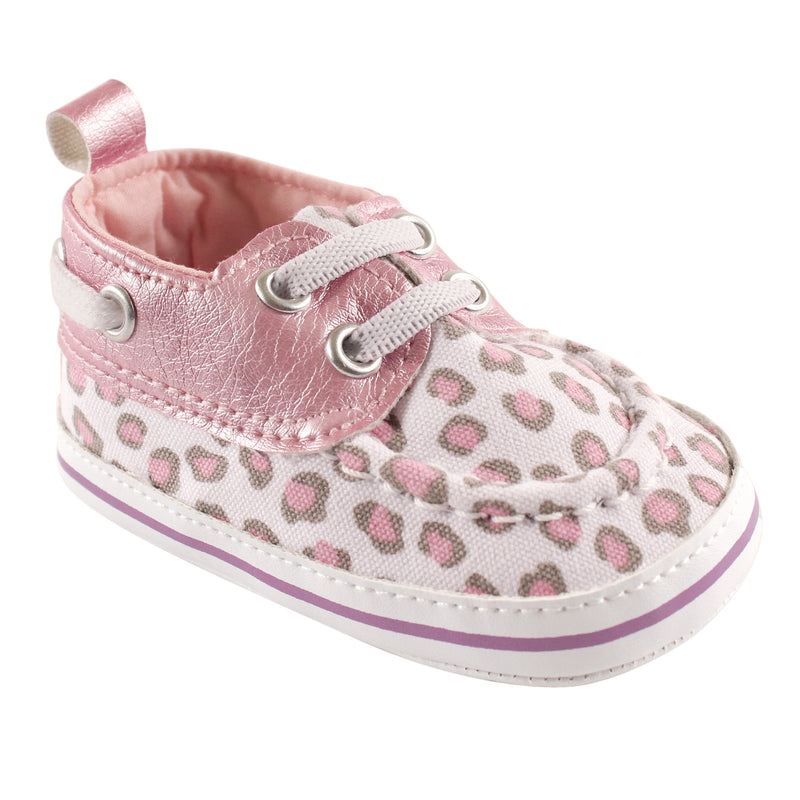 Luvable Friends Crib Shoes, Pink With Leopard Print