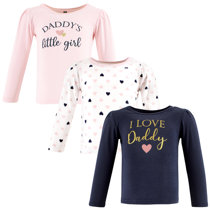 Hudson Baby Long Sleeve T-Shirts, Girl Daddy Pink Navy
