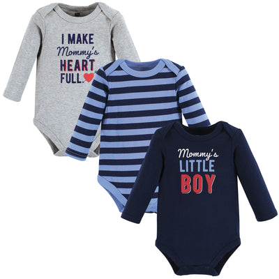 Hudson Baby Cotton Long-Sleeve Bodysuits, Mommys Little Boy