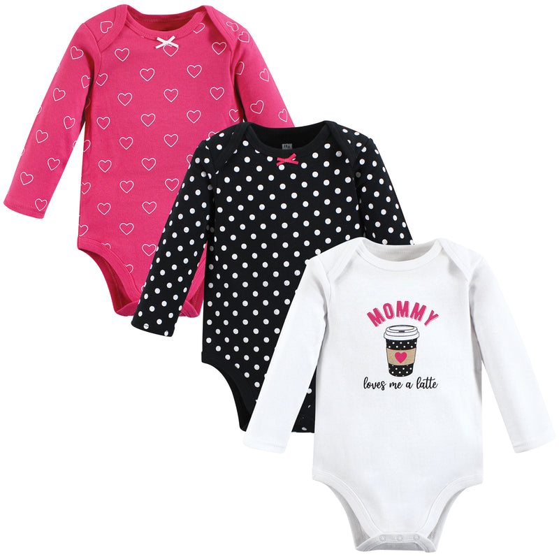 Hudson Baby Cotton Long-Sleeve Bodysuits, Mommy Latte