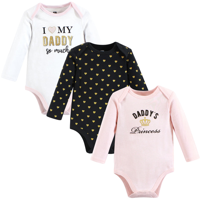 Hudson Baby Cotton Long-Sleeve Bodysuits, Daddys Princess