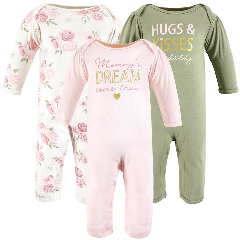 Hudson Baby Cotton Coveralls, Mom Dad Floral
