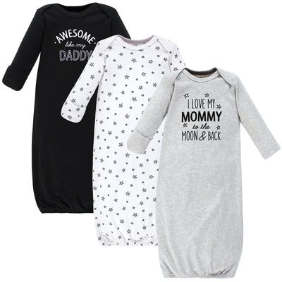 Hudson Baby Cotton Gowns, Mom Dad Moon And Back