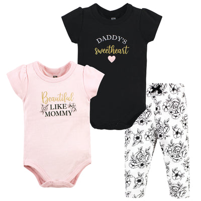Hudson Baby Cotton Bodysuit and Pant Set, Mom Dad Toile