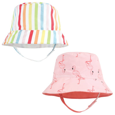 Hudson Baby Sun Protection Hat, Flamingo Rainbow Stripe