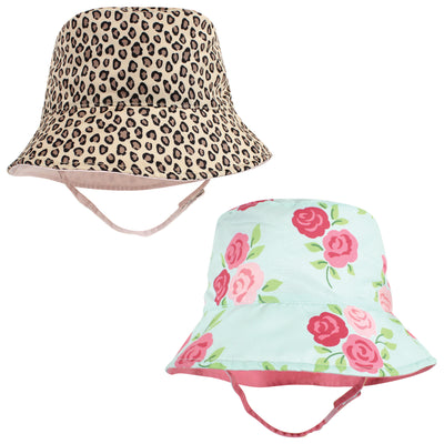 Hudson Baby Sun Protection Hat, Mint Floral Leopard