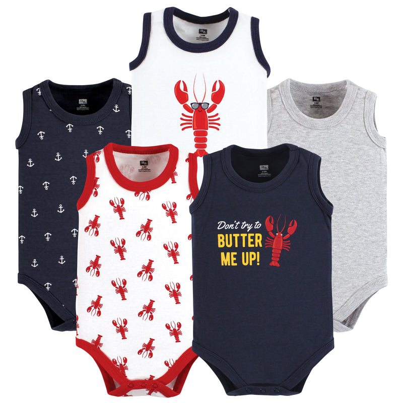 Hudson Baby Cotton Sleeveless Bodysuits, Butter Me Up Lobster