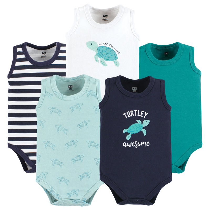 Hudson Baby Cotton Sleeveless Bodysuits, Sea Turtle