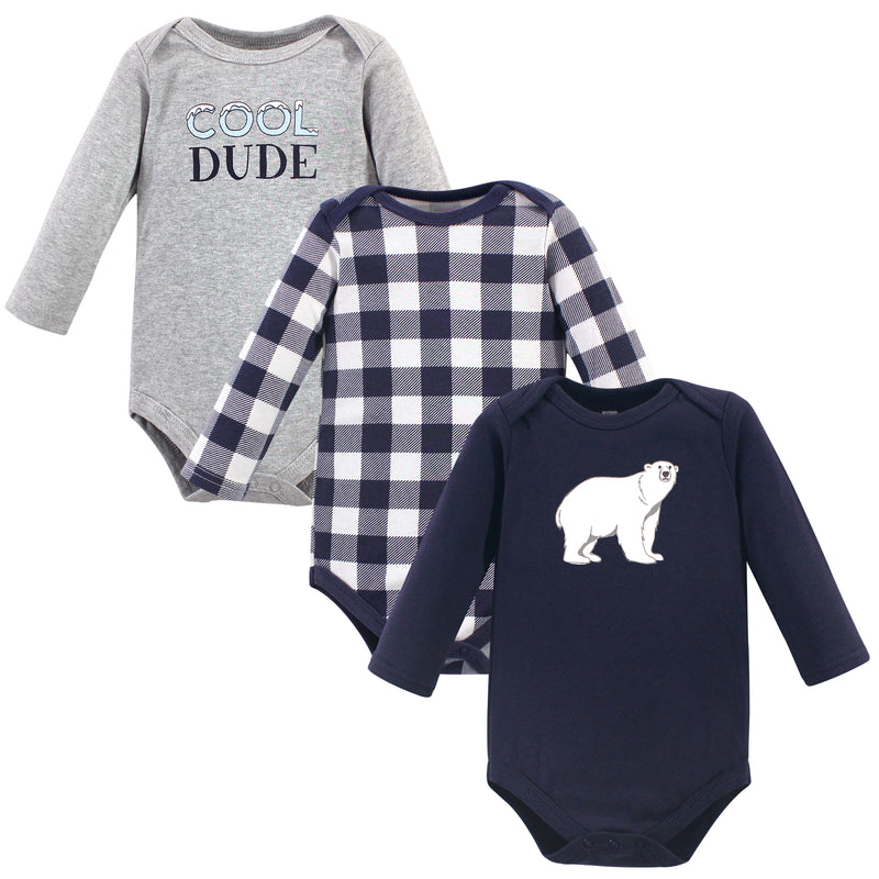 Hudson Baby Cotton Long-Sleeve Bodysuits, Polar Bear 3-Pack