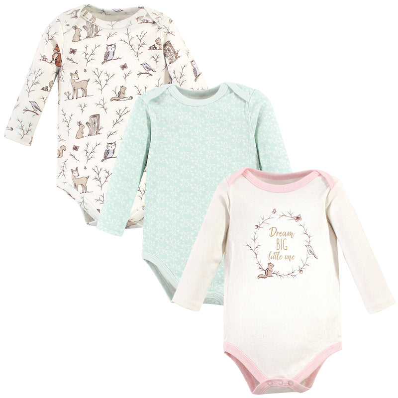 Hudson Baby Cotton Long-Sleeve Bodysuits, Enchanted Forest Dream