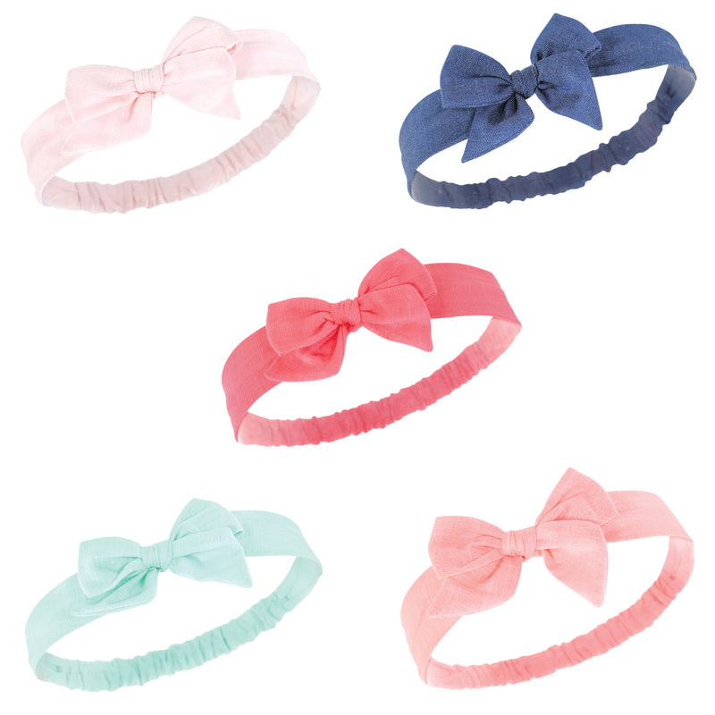 Hudson Baby Cotton and Synthetic Headbands, Multicolor Bow