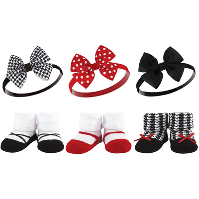 Hudson Baby Headband and Socks Giftset, Red Houndstooth