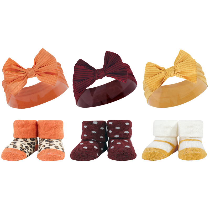 Hudson Baby Headband and Socks Giftset, Burgundy Orange