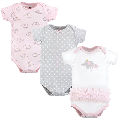 Hudson Baby Cotton Bodysuits, Pink Gray Elephant