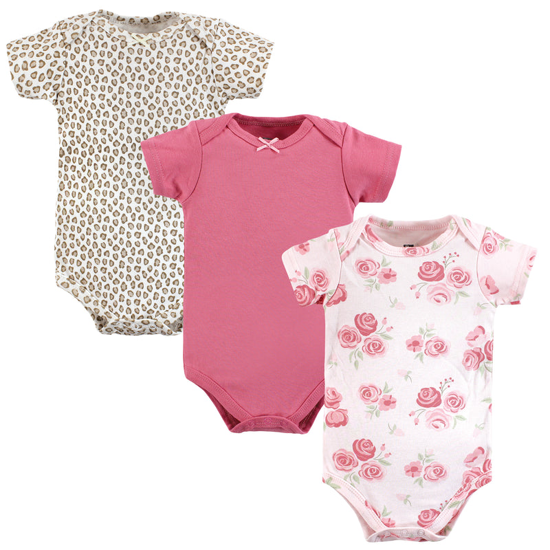 Hudson Baby Cotton Bodysuits, Blush Rose Leopard