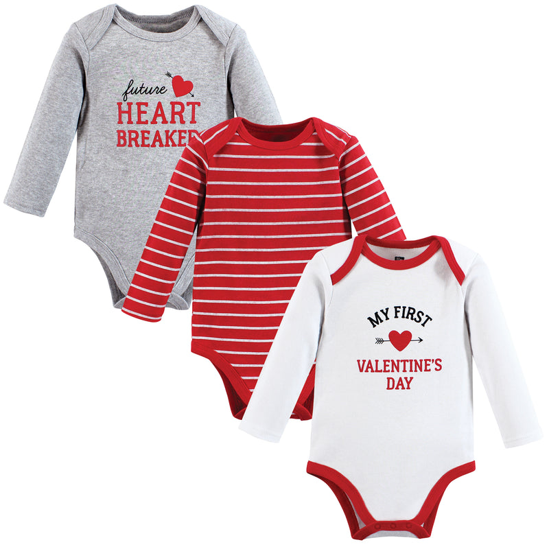 Hudson Baby Cotton Long-Sleeve Bodysuits, Valentine Heartbreaker