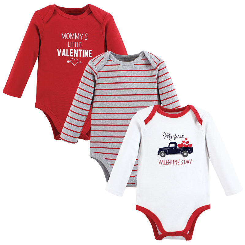 Hudson Baby Cotton Long-Sleeve Bodysuits, Valentine Truck