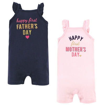 Hudson Baby Cotton Rompers, Girl Mothers Fathers Day