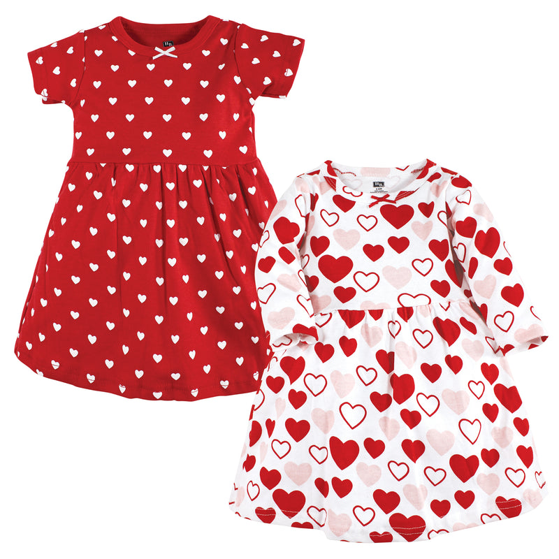 Hudson Baby Cotton Dresses, Red Pink Hearts