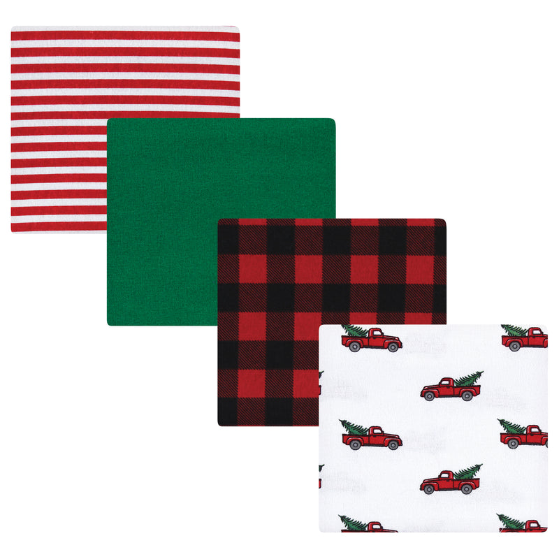 Hudson Baby Cotton Flannel Receiving Blankets, Christmas Tree Truck
