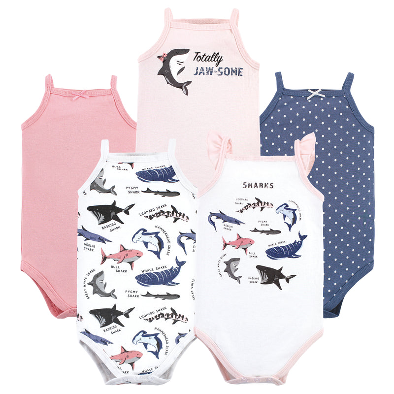 Hudson Baby Cotton Sleeveless Bodysuits, Girl Shark Types