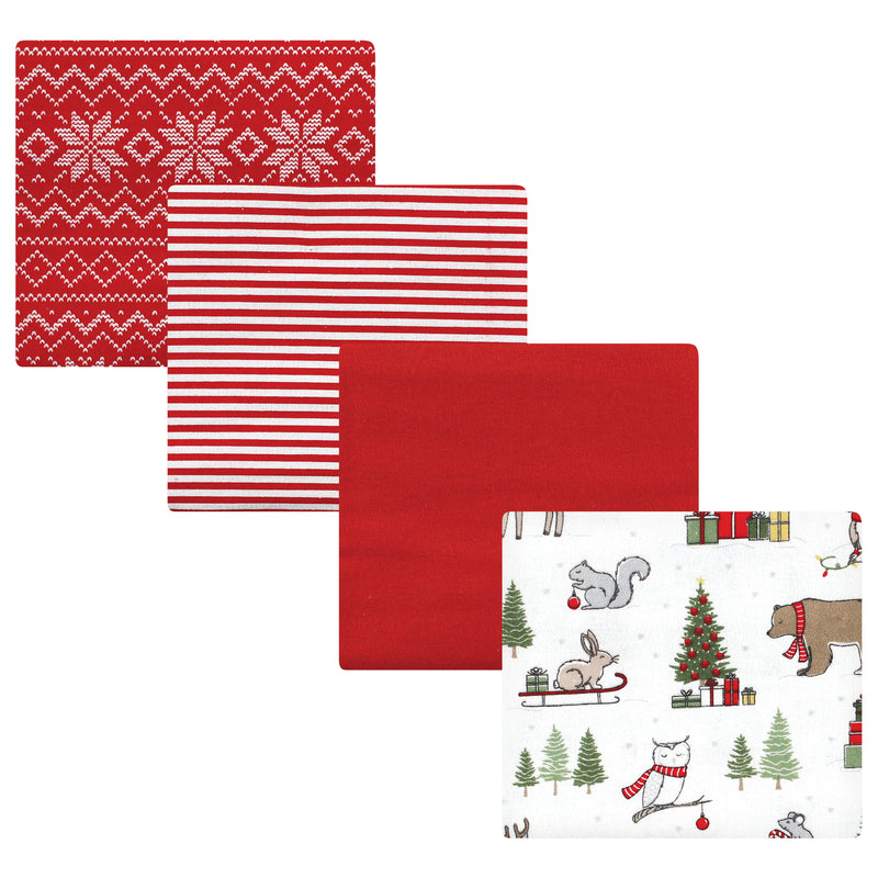 Hudson Baby Cotton Flannel Receiving Blankets, Christmas Forest