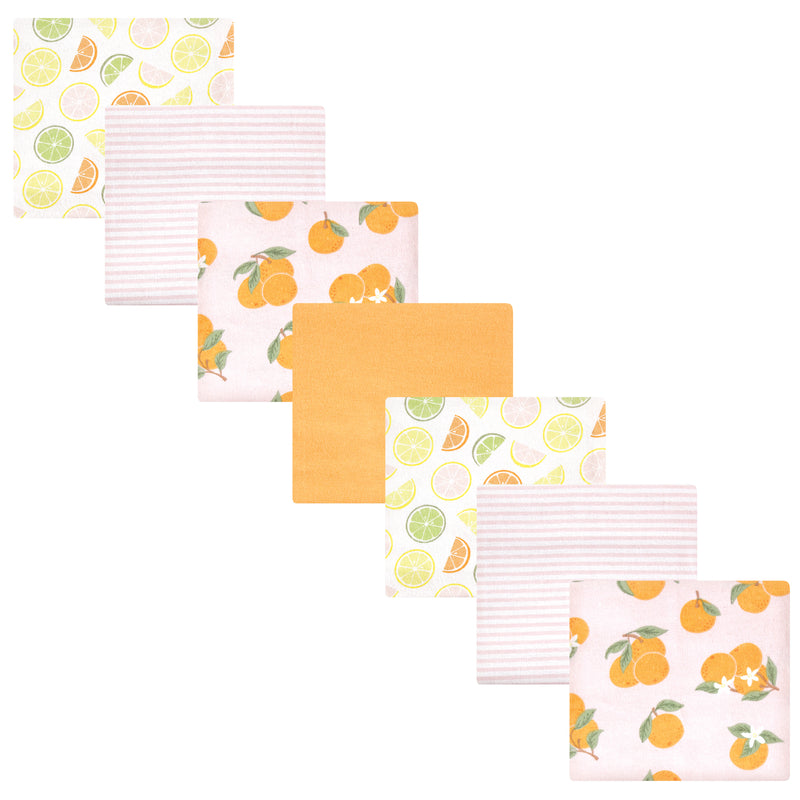 Hudson Baby Cotton Flannel Receiving Blankets Bundle, Citrus Orange