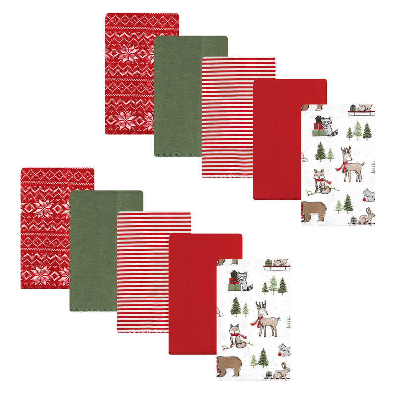 Hudson Baby Cotton Flannel Burp Cloths, Christmas Forest