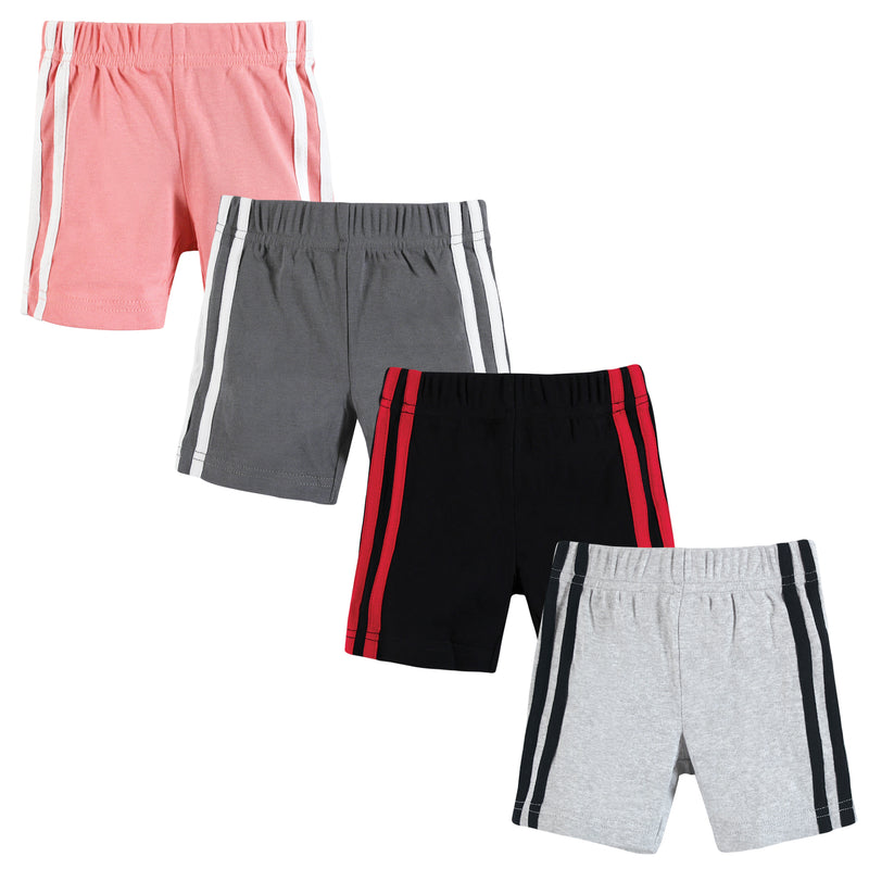 Hudson Baby Shorts Bottoms 4-Pack, Red Black