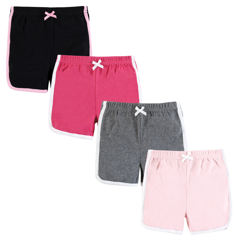 Hudson Baby Shorts Bottoms 4-Pack, Pink Black