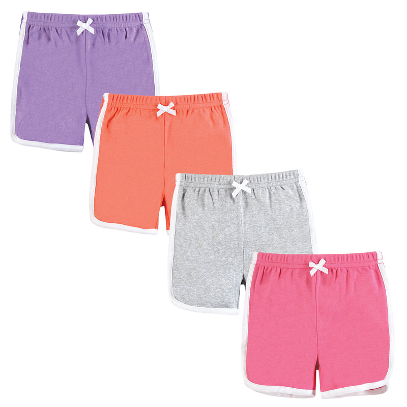 Hudson Baby Shorts Bottoms 4-Pack, Purple Coral