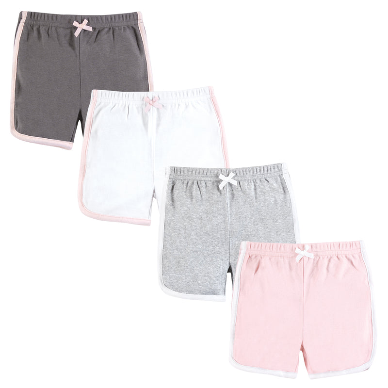 Hudson Baby Shorts Bottoms 4-Pack, Pink White
