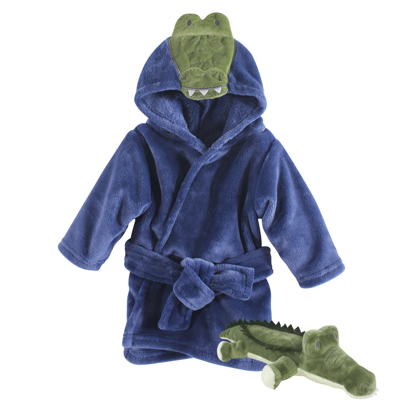 Hudson Baby Plush Bathrobe and Toy Set, Alligator