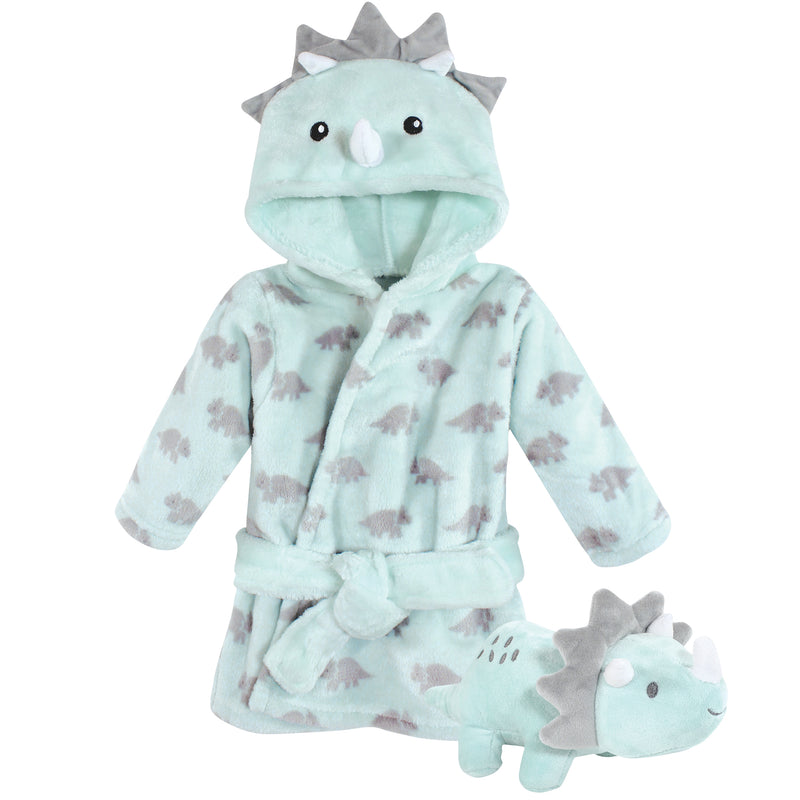 Hudson Baby Plush Bathrobe and Toy Set, Triceratops