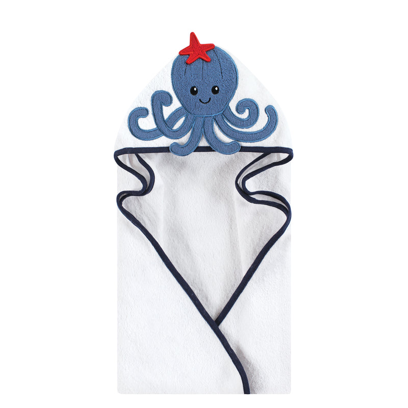 Hudson Baby Cotton Animal Face Hooded Towel, Octopus