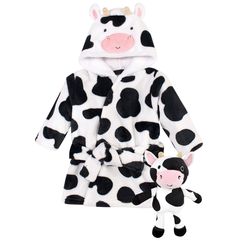 Hudson Baby Plush Bathrobe and Toy Set, Cow