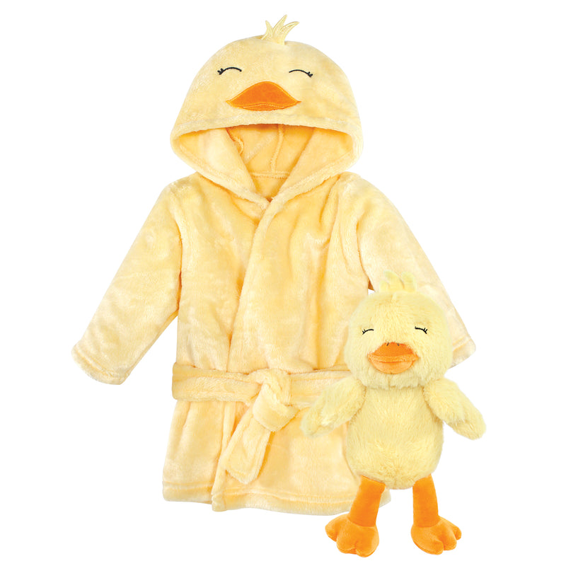 Hudson Baby Plush Bathrobe and Toy Set, Yellow Duck