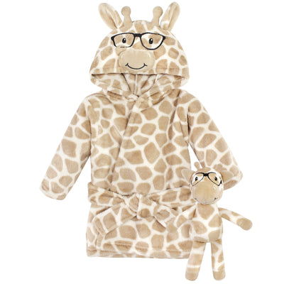 Hudson Baby Plush Bathrobe and Toy Set, Nerdy Giraffe