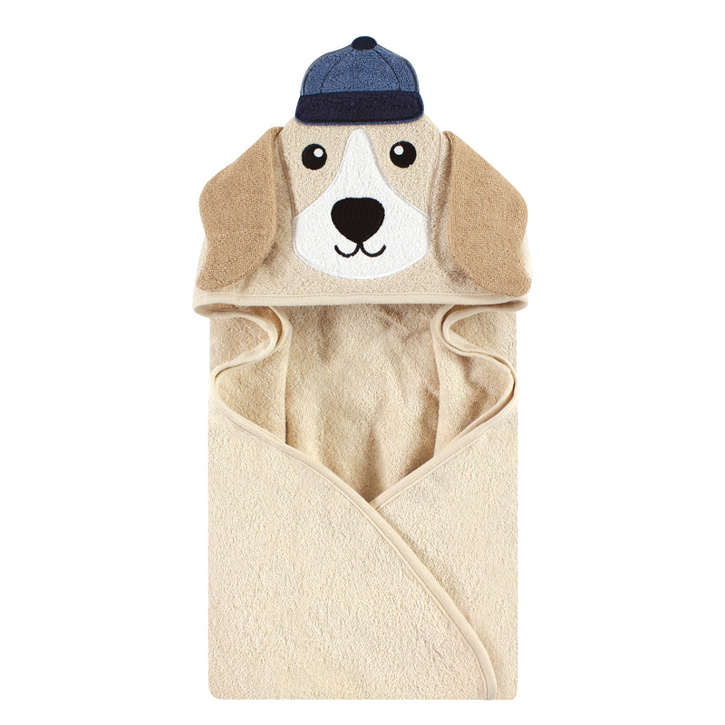 Hudson Baby Cotton Animal Face Hooded Towel, Baseball Dog