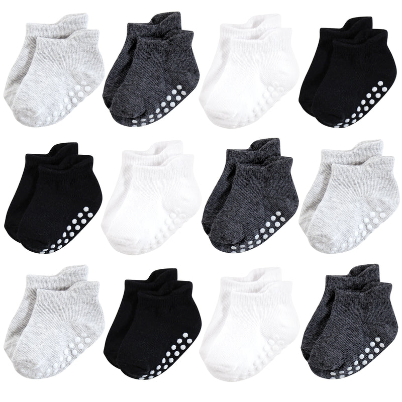 Hudson Baby Non-Skid No-Show Socks, Black White