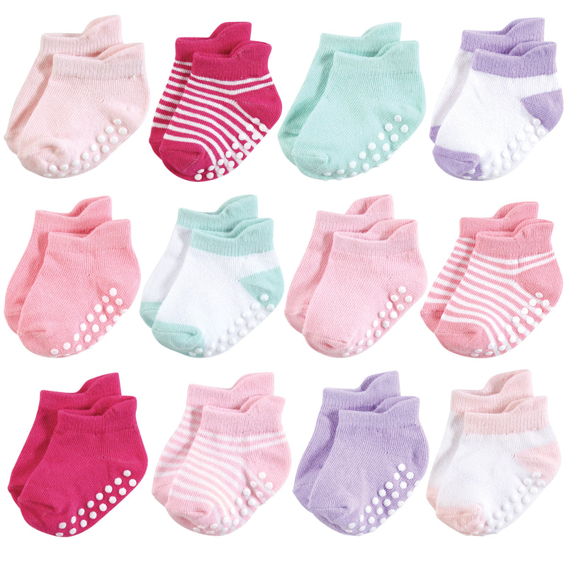 Hudson Baby Non-Skid No-Show Socks, Pink Lilac