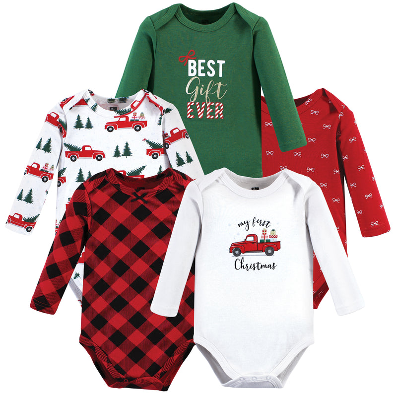 Hudson Baby Cotton Long-Sleeve Bodysuits, Christmas Gift