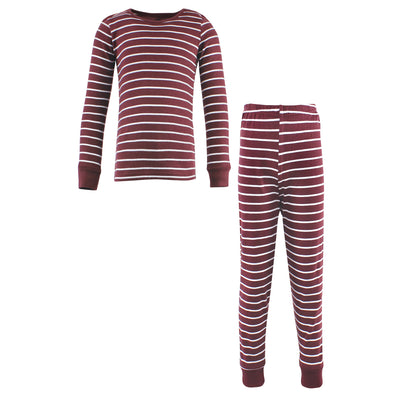 Hudson Baby Cotton Pajama Set, Burgundy Stripe
