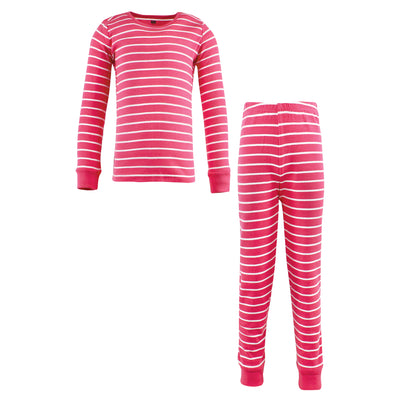 Hudson Baby Cotton Pajama Set, Dark Pink Stripe