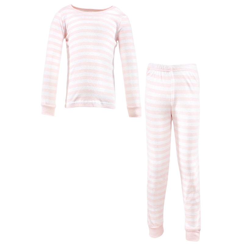 Hudson Baby Cotton Pajama Set, Soft Pink Stripe
