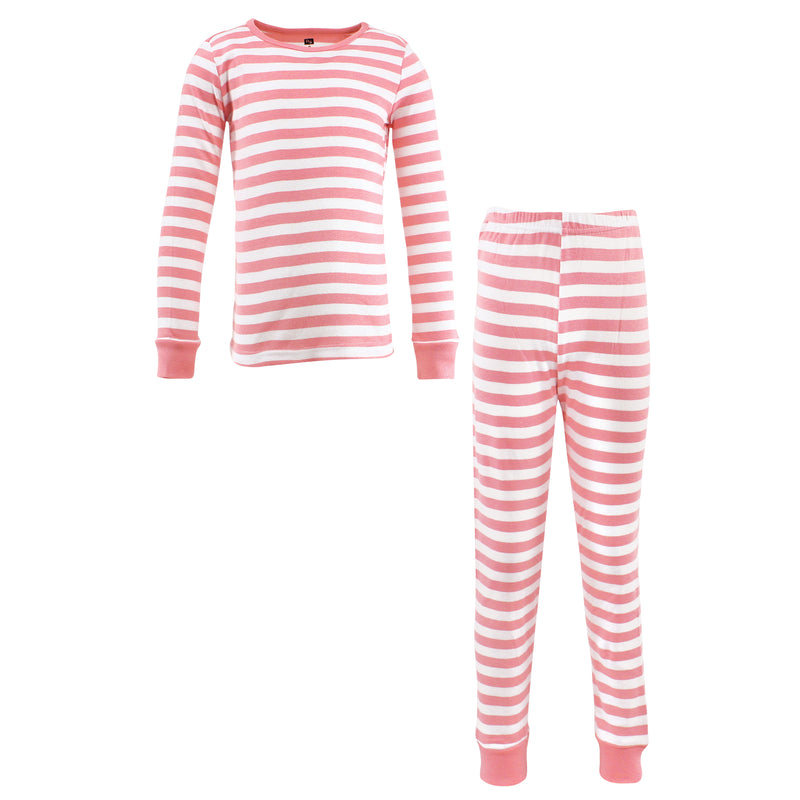 Hudson Baby Cotton Pajama Set, Coral Stripe