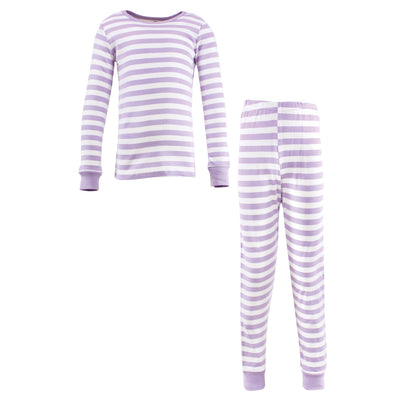 Hudson Baby Cotton Pajama Set, Lilac Stripe